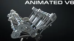  V6 Engine Working Animated   3D model