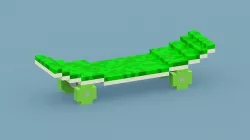 Voxel Green Skateboard  Low-poly 3D model