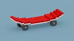 Voxel Red Skateboard Low-poly 3D model