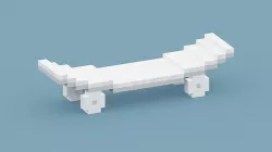 Voxel White Skateboard Low-poly 3D model