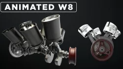 W8 Engine Working Animated 3D model