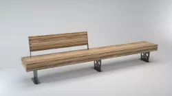 Wooden Long Bench 3D model