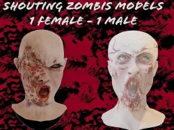 2 Realistic Zombi Head Models  Male and Female   3D model