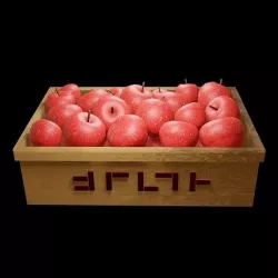 3d apple apples in wooden box Low-poly 3D model