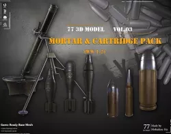 77 3D Model cartridge and Mortar WW12 Base Mesh -VOL 03  Low-poly 3D model