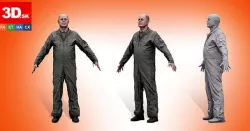 A Pose Raw Scan Gripen Pilot Jake Perry 3D model