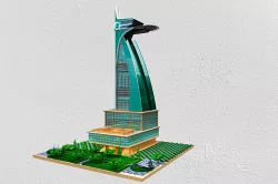 Avengers tower fully detailed with detailed landing plate Low-poly 3D model