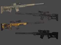 AWM sniper rifle low poly Gun Low-poly 3D model