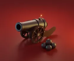Cartoon Cannon Low-poly 3D model