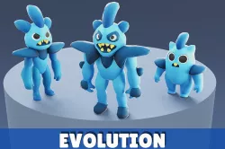 Cartoon Characters - Evolution Blueny Warrior Low-poly 3D model