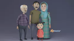 Cartoon Family Rigged  3D model - 4 characters low poly  Low-poly 3D model