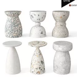Ceramic garden stool collection 3 Low-poly 3D model