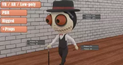 Cute Zombie Wooden Doll Gangster Low-poly 3D model