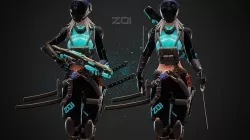Cyberpunk Zoi Robot Low-poly 3D model