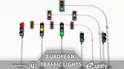 European Traffic Lights PBR Game-ready Low-poly 3D model