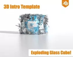 Exploding Glass Cube 3D Intro Logo Reveal Template for Blender Low-poly 3D model