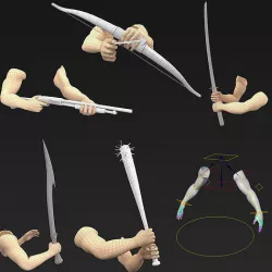 First person shooter hands with different set of animations  Low-poly 3D model