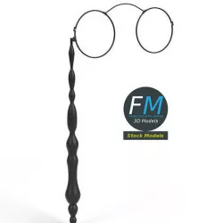 Foldable lorgnette eyeglasses 3D model