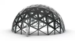 Geodesic Dome with Dynamic Perforations and glass panels 3D model