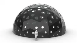 Geodesic Dome with Dynamic Perforations and glass panels 3D model