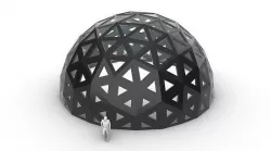 Geodesic Dome with Dynamic Perforations and glass panels 3D model