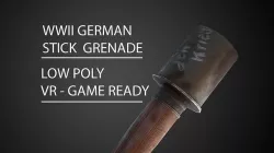 German WWII Stick Grenade VR and Game Ready Low-poly 3D model