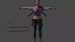 Lexa Fantasy Character Dual Katana - Gameready -Lowpoly Low-poly 3D model