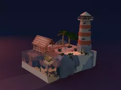  Lighthouse  Beacon Low-poly 3D model