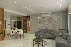 living-dining-kitchen modern living room and dining area 3D model