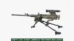 M2 Browning Machine Gun 05 PBR Unity UE V-Ray Textures Included Low-poly 3D model