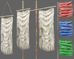 Medieval Crude Flags and Banners Low-poly 3D model