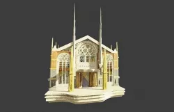 medival cathedral or throne room Low-poly 3D model