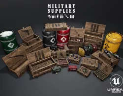 Military Supplies Pack Low-poly 3D model