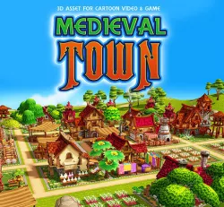 Modular Medieval Town Low-poly 3D model