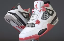 Nike Air Jordan 4 Retro Fire Red Shoe Low-poly 3D model
