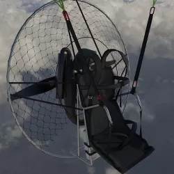 Paramotor 3D model parachute flying in sky Low-poly 3D model