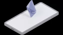 Phone with Ethereum floating on its side 3D model