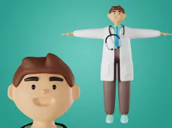 Physician Character Cartoon Minimal style 3D model