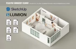 Plastic surgery clinic orthographic view 3D model
