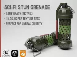 Scifi Futuristic Stun Grenade Game Ready Low-poly 3D model