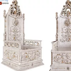 Stone throne with carved elements 3D model