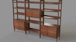 Tate Bookcase Bar With 2 Bookcase Cabinets 3D model