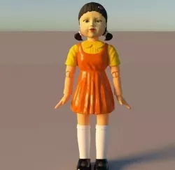textured squid game doll 3D model