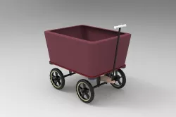 Wagon maroon on wheels 3D model
