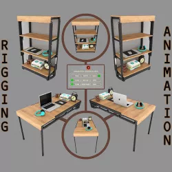 Wall Mounted Convertible Shelf and Table with Rigging 3D model