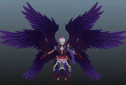 Wings vampire character Low-poly 3D model