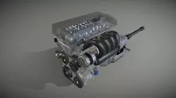 1zz 4 cylinder animated engine Low-poly 3D model