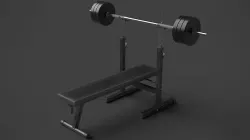 Barbell with Bench 3D model