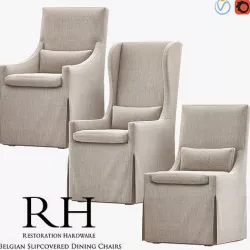 Belgian Slip Covered Dining Chairs 3D model