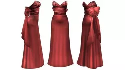 Bow Sash Long Gown Dress Low-poly 3D model
